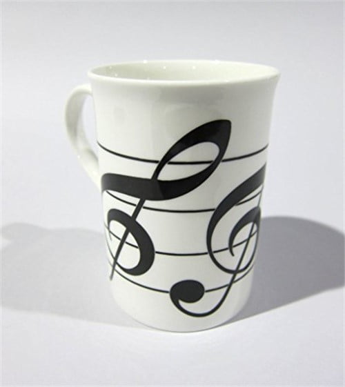 English Bone China Coffee Mug 3 Treble Clefs by The Music Company