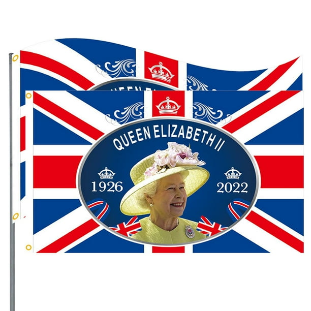 Union Jack Car Flag Queens Platinum Jubilee Car Flag 2 PCS Queen