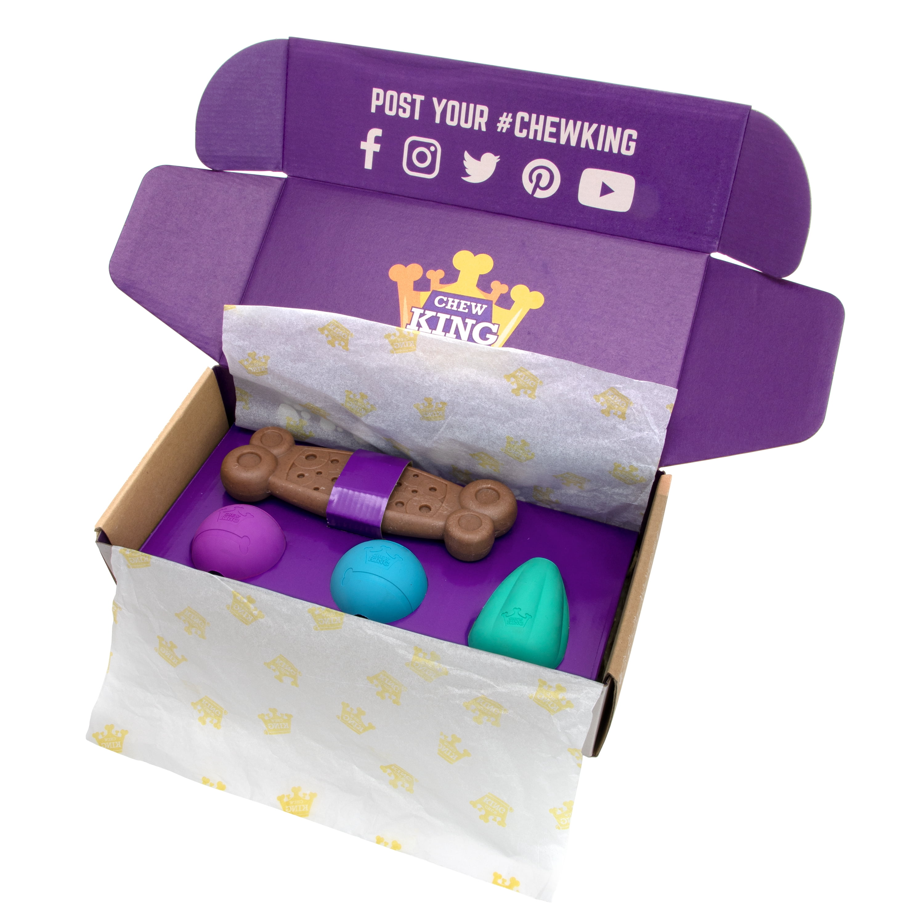 Chew King Dog Toy Box Medium- Durable Fetch Balls, Treater and Chewing Toy Collection
