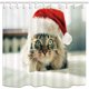 thumbnail image 1 of ABPHQTO Cortina de ducha de baño de tela de poliéster de Año Nuevo un gato con un sombrero de Navidad 160x180 cm, 1 of 1