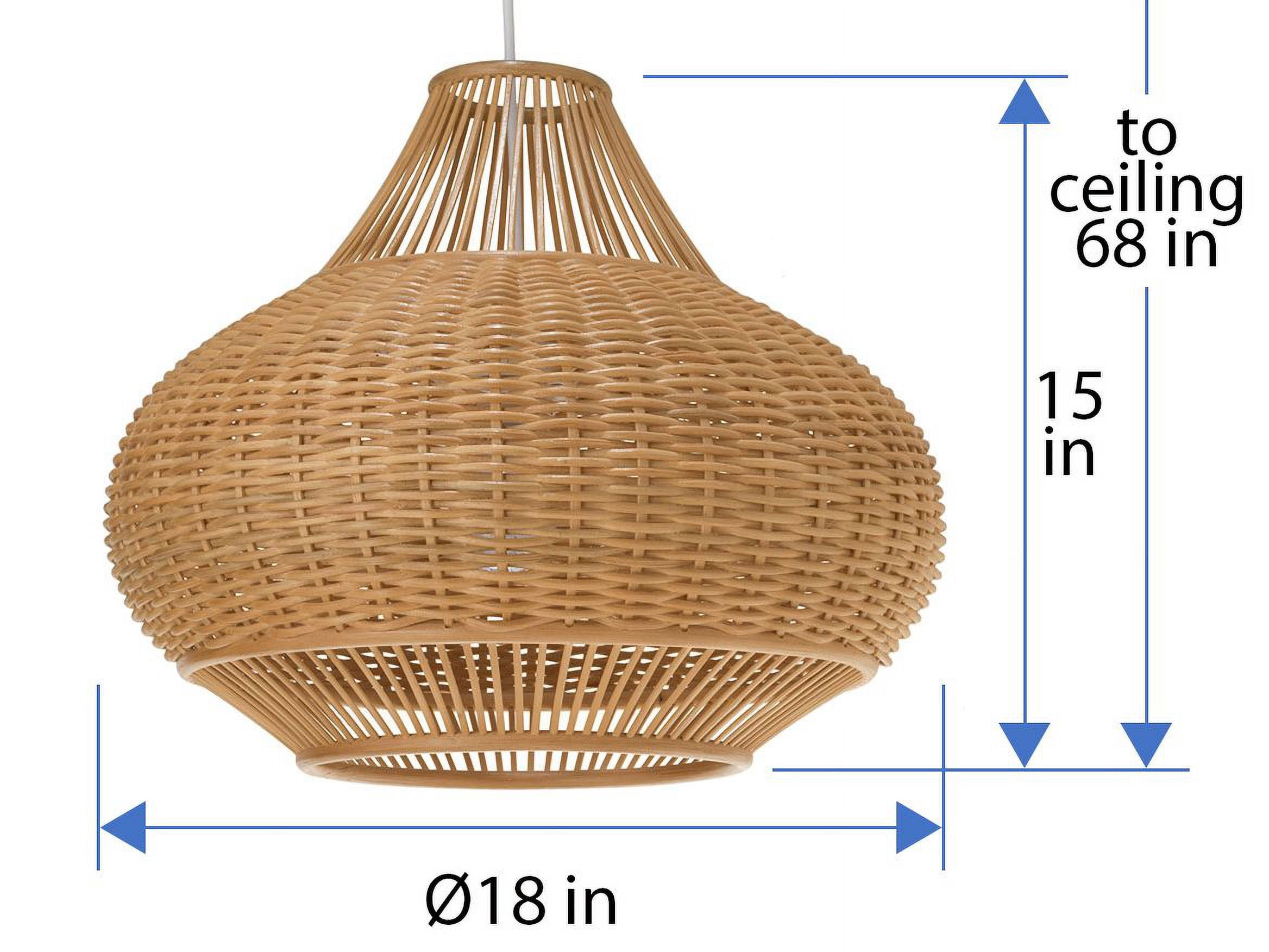 Kouboo Wicker Pear Shaped Pendant Lamp, Light Fixture Pendant, Light, Chandelier for Dining Room Kitchen, Natural