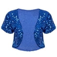 thumbnail image 7 of Zaldita Womens Sequin Jacket Open Front Blazer Casual Short Sleeve Bolero Shrug Cardigan Coat Blue One Size, 7 of 7