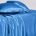 thumbnail image 3 of Cloud Fino Silk Satin Sheet Set- 6 Piece Sheet Set- Cal-King Size Sheet Set- Rich Quality 20" Deep Pocket Sheets- Luxury Hotel Bed Sheets- Medium Blue, 3 of 6