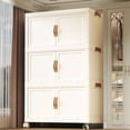 thumbnail image 4 of Caja de almacenamiento, armario de almacenamiento de doble puerta, armario de plástico plegable, caja de almacenamiento de ropa de estilo crema, armario para dormitorio de casa, 4 of 6