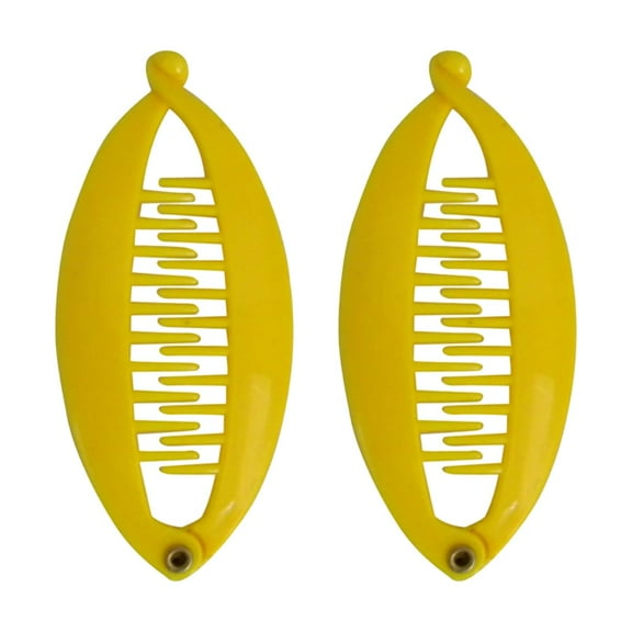 Motique Accessories Set of Two Yellow 3.5 inch Mini Banana Clip Hair Clincher Rounded Edge Hair Comb