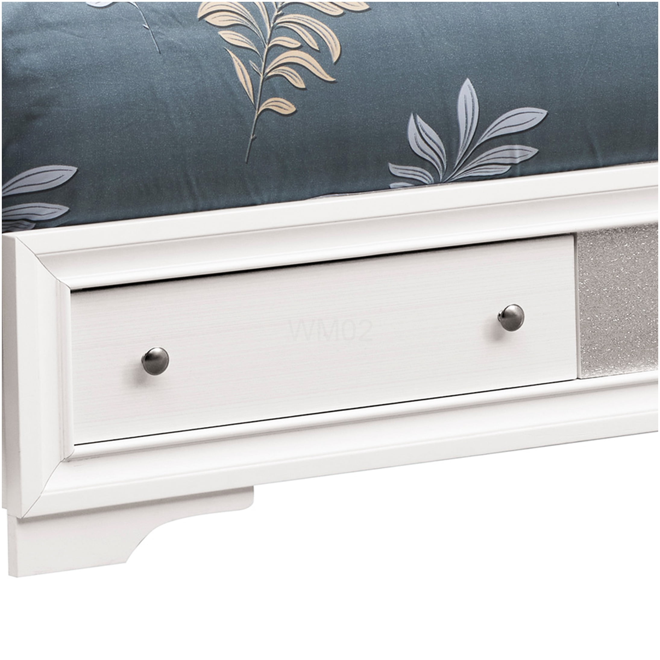 King Size Storage Bed Frame with Drawers, Modern Platform Bed with Acrylic Trim and Nickel Handles, No Box Spring Needed