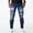 Dark Blue, variant on Hvot&aat Men's Casual Frayed Ripped Jeans Stretchy Skinny Slim Fit Denim Pants Small Leg Pants