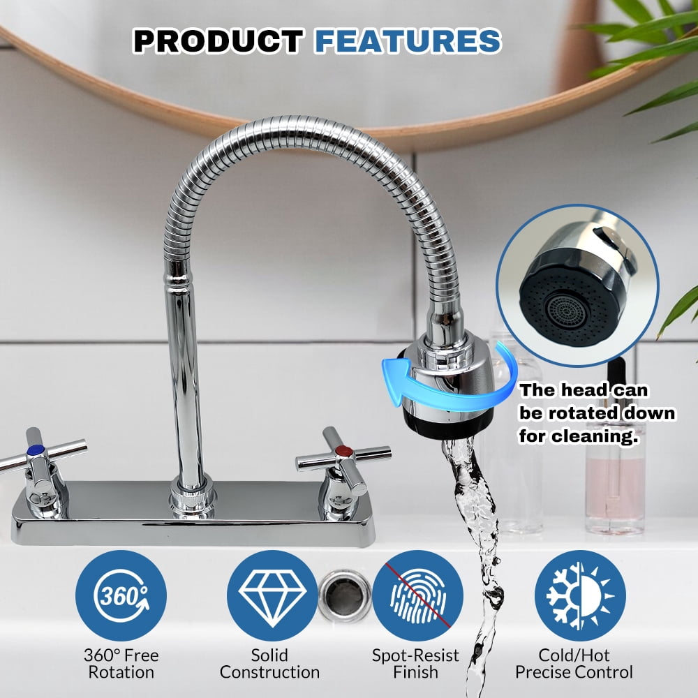 Kitchen Faucet,DFITO Brushed Nickel Kitchen Sink Faucet, 3 or 4 Hole RV Faucet for Kitchen Sink, Stainless Steel Touch Kitchen Faucet with Rotatable Faucet