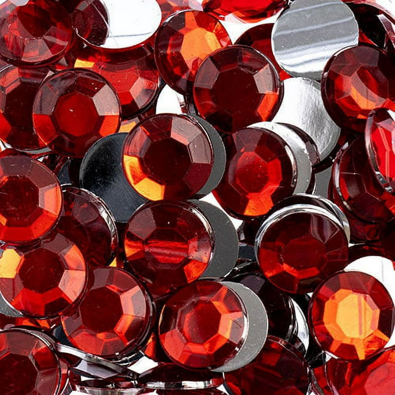Jollin Hot Fix Crystal Flatback Rhinestones Glass Diamantes Gems 48Mm(20Ss 1440pcs, Dark Red)