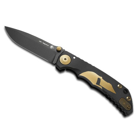 SPARTAN BLADES Harsey Folder SF5 Black Gold Helmet Titanium CPM MagnaCut Pocket Knife