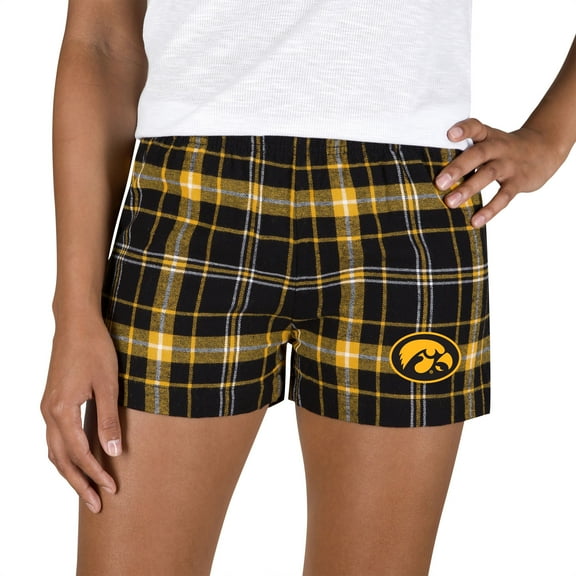 Women's Concepts Sport Black/Gold Iowa Hawkeyes Ultimate Flannel Shorts