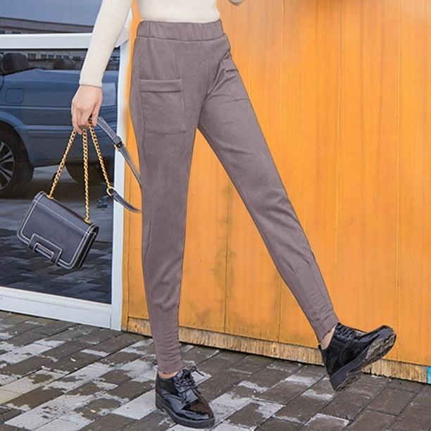 Women's Fleece Lined Dress Pants Comfy Winter Leggings Business