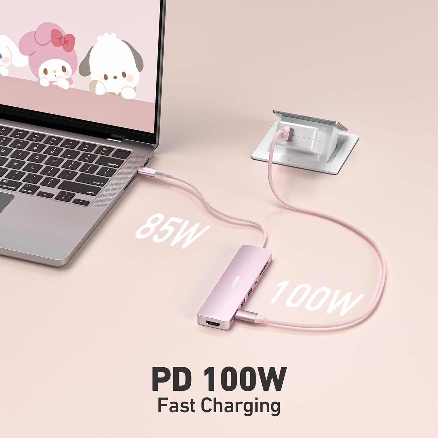 BENFEI 7-in-1 USB C Hub with HDMI(4K@60Hz), 2 USB-A, 1 USB-C Data, 100W Charge, SD/TF Card Reader, Silicone Tangle-Free Cable Compatible with MacBook Pro/Air, iPad Pro, iMac, iPhone 15 Pro/Pro Max