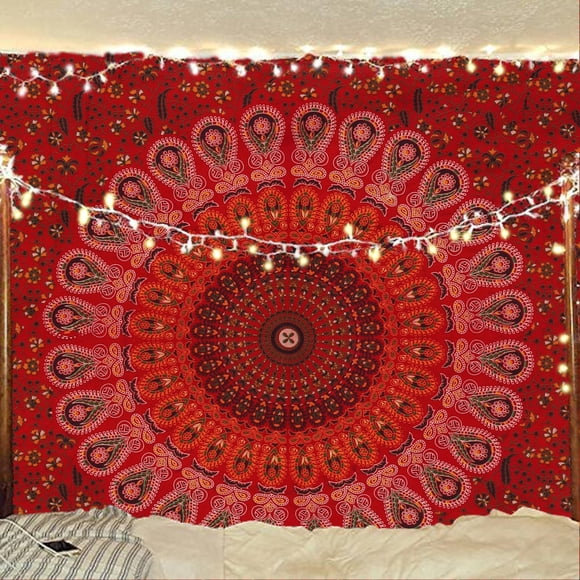 Tapiz tipo mandala con diseño de pavo real de Bless International para colgar en la pared, 76 x 101 cm