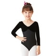thumbnail image 3 of WOYY Toddler Girls Ballet Dance Leotard V Neck Long Sleeve Bodysuit Solid Fitness Onesie, 3 of 3