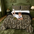 thumbnail image 3 of meiyoeat Camouflage Letter H King Size Comforter Sets For Kids,Rustic Farmhouse Camouflage Hunting Comforters King Size For Men,Black Reversible,3 Pieces, 3 of 7