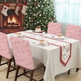 thumbnail image 4 of Pink Christmas Chair Covers Set of 6 Pine Trees Winter Gold Reindeer Chair Back Covers Stretch Removable Washable Slipcovers Protector for Dining Room Kitchen Party Decor, 4 of 5