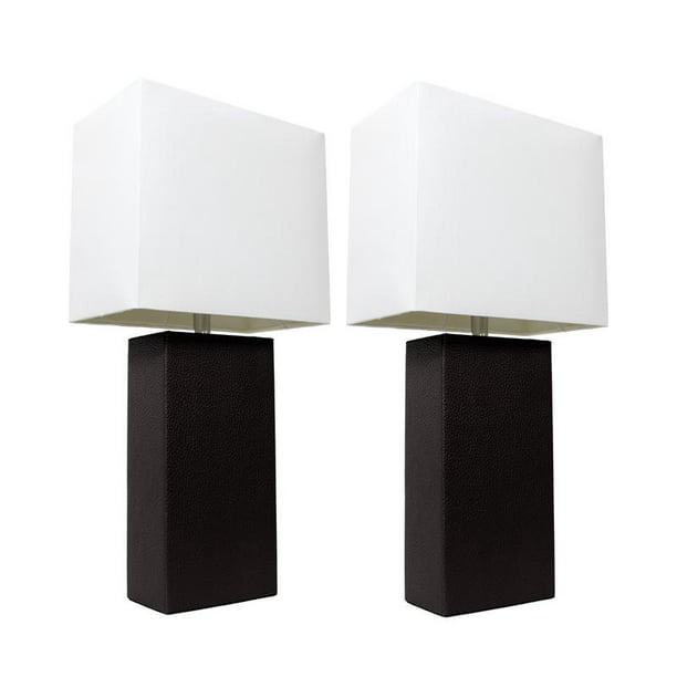 Elegant Designs Modern Leather Table, Black And White Modern Table Lamp