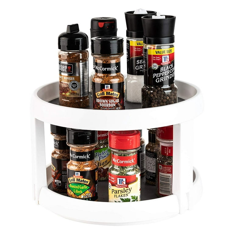 2 Pack Plastic Lazy Susan Turntable, Perfect Refrigerator Turntable,  Rotating Under Sink Organizers and Storage,Large Spice Rack Organizer for  Cabinet, Black, Round