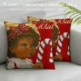 thumbnail image 3 of CMMY  Black Santa  Christmas Pillow Covers Set of , Black African American Claus Girl Decorative Holiday Throw Pillow Case Cushion Cover  for Indoor Sofa Couch Xmas Decor, 3 of 5
