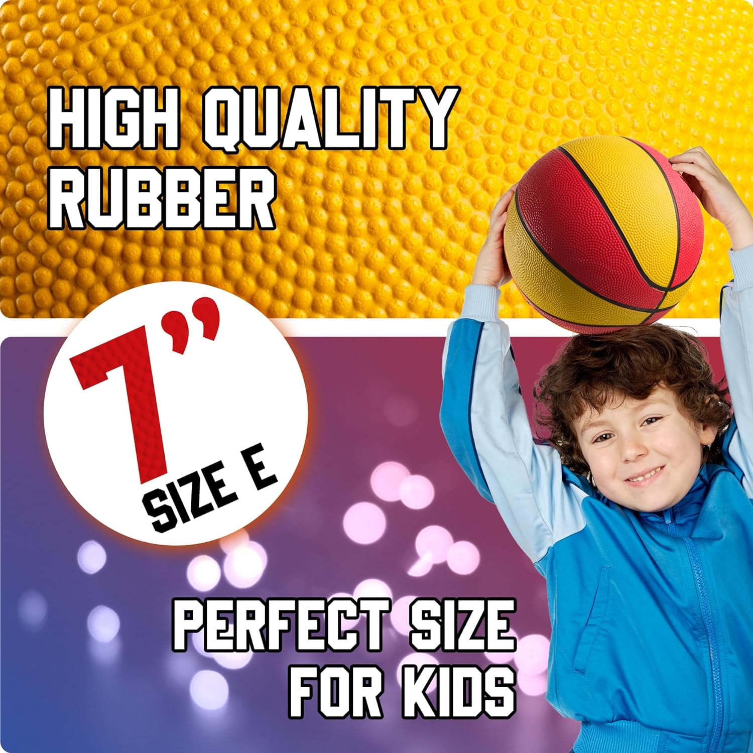 Rubber Mini Basketballs with Pump 7 Inch, Size 3 Pack of 4 - Kids Basketball Assorted Color Indoor Basketball or Outdoor Basketball, Pool Basketball for Small Basketball Hoops Game Arcade Basketball