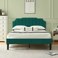 thumbnail image 1 of VECELO Queen Size Upholstered Bed Frame, Height Adjustable Nailhead Trim Headboard, Easy Assembly/No Box Spring Required, Green, 1 of 1