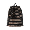 thumbnail image 2 of Bixox American Flag with Desert Camouflage Printing Canvas Backpack Lightweight Casual Travel Backpack School Backpack Fits 15.6 Inch Notebook, 2 of 5