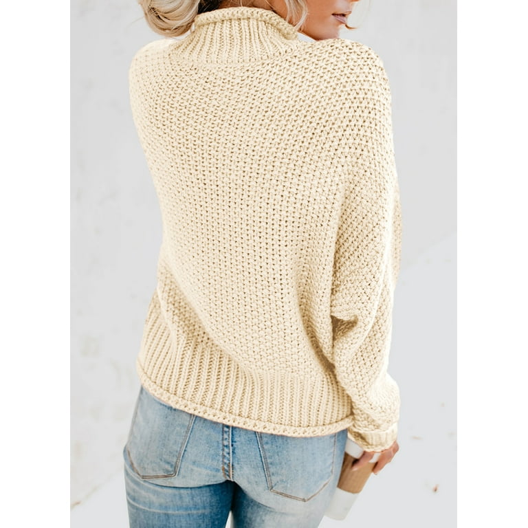 Sidefeel Women's Oversized Loose Knitted Turtleneck Pullover Sweater  Slouchy Jumpers