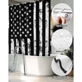 thumbnail image 5 of Split Shower Curtain for Transfer Bench, Black White Fabric Shower Curtains for Bathroom, Retro Stars Stripes Flag Shabby Chic Texture Tub Sliding Transfer Bench Waterproof Bath Curtains 72"x84", 5 of 9