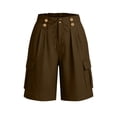 thumbnail image 5 of YTCAMLO Cotton Linen Bermuda Shorts for Women Casual Loose Fit Ruched Summer Beach Shorts with Pockets Drawstring Cargo Shorts, 5 of 7