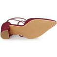 thumbnail image 5 of DARING DIVA Women's Pointed Toe Cross Strap Chunky Heels Pumps Shoes Burgundy 7, 5 of 7