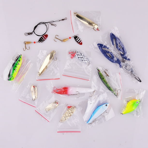 100Pcs Fishing Lures Spinners Plugs Spoons Soft Bait Pike Trout Salmon+Box  Set