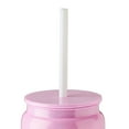 thumbnail image 2 of Plastic Christmas Tumbler with Straw and Lid, Fab-Yule-Us, Red and Pink, 20 fl oz, by Holiday Time, 2 of 5