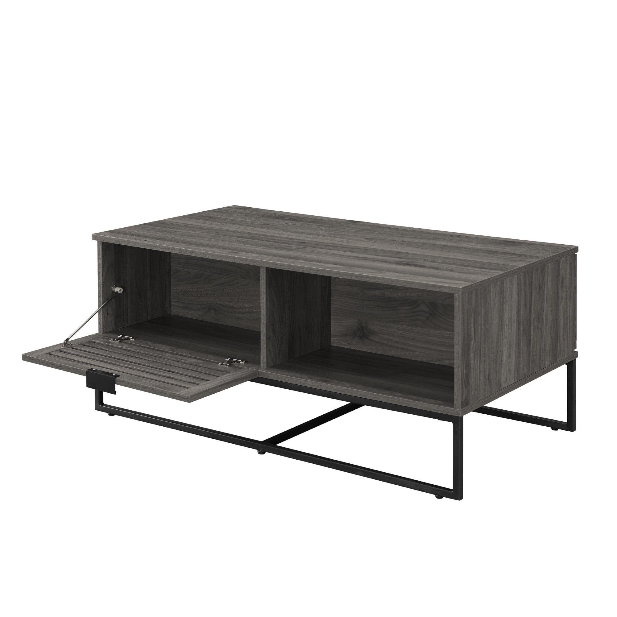 Niantic Modern Slat Door Storage Coffee Table, Slate Grey