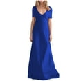 thumbnail image 2 of UPPADA Women's Wedding Guest Evening Party Maxi Dress Plus Size Cocktail Dresses V Neck A-Line Elastic High Waist Dress Pleated Chiffon Maxi Plus Size Formal Dresses Blue,L, 2 of 7