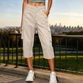 thumbnail image 3 of MLCDZ Womens Cargo Capris Lightweight Elastic Waist Hiking Capri Pants Multiple Pockets Quick Dry Casual Outdoor Trip Loose Cropped Trousers, 3 of 8