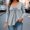 Gray, variant on Womens Tops V Neck Long Sleeve Tunic Top Ruched Drawstring Front Flared Hem Ribbed Shirt Loose Fit Casual Blouse for Travel and Vacation