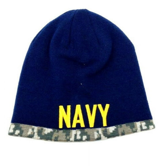 United States Navy USA Military Uncuffed Reversible Knit Beanie Hat