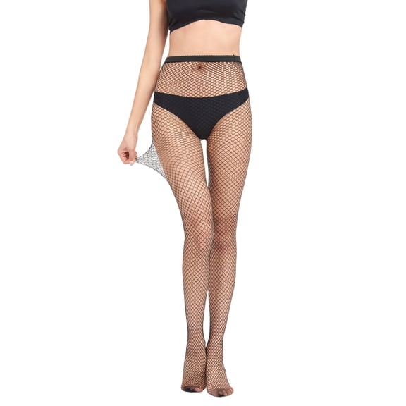 ZQUUVOU Women's Fishnet Hollow Out Stockings Fashion Tights Sheer Pantyhose Mesh Lightweight Stockings Pattern Tights Black