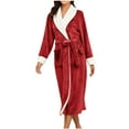 thumbnail image 2 of Abomasnow Thick Plush Robes for Women with Hooded Comfy Warm Fleece Bathrobe, 2 of 3