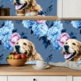 thumbnail image 5 of Peel and Stick Wallpaper Contact Paper Dog Floral Green Pink Peony Blue Hydrangea Cute Puppy Vintage Self Self Adhesive and Removable 23.6in x 118in, 5 of 8