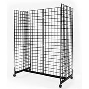 5' x 2' Gondola Wire Grid Panel Tower, Grid Wall Display Rack with Rolling Base