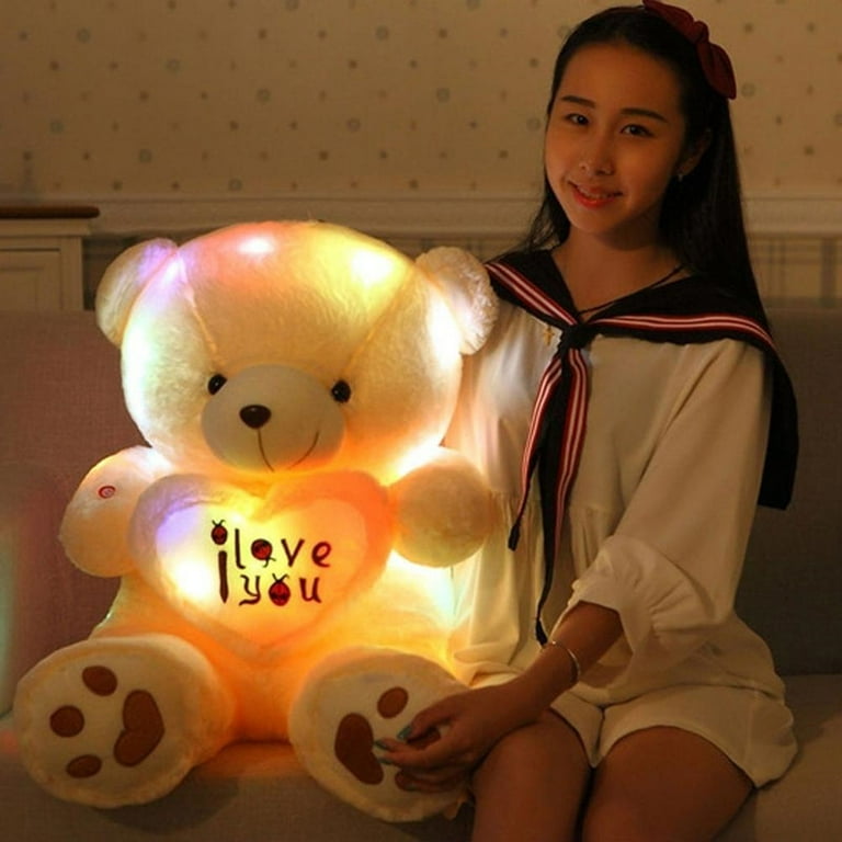 Lovely Plush 50CM Velvet Teddy Bear Multi Color Rotation Glow Light Up Toy Gifts