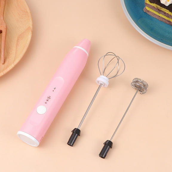FELTECHELECTR 1Pcs Milk Frother Electric Egg Whisk Pink 7.5X3X3Cm Usb Charging For Home Use