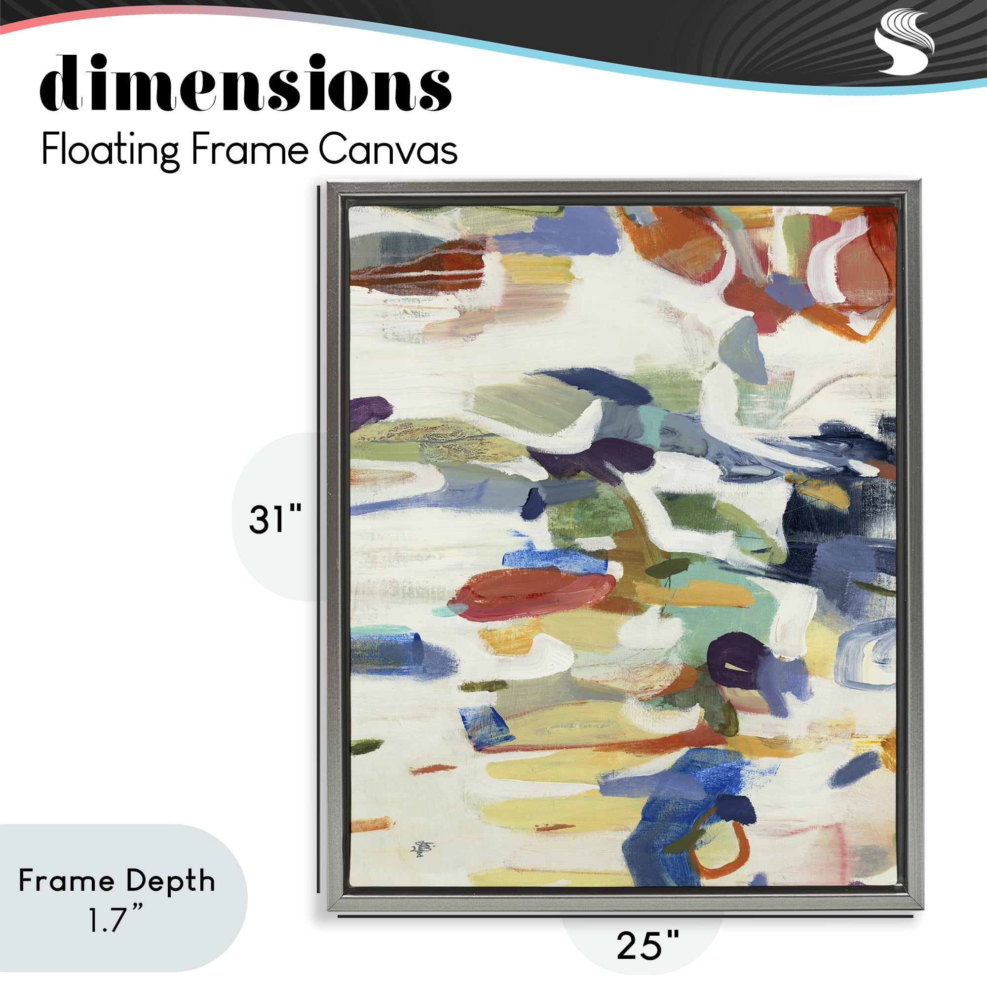 Stupell Industries Primary Hued Abstraction Gray Framed Floater Canvas Wall Art, design by Lisa Ridgers