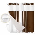 thumbnail image 2 of Brown White Stripe No Hook Shower Curtain Waterproof, Bathroom Curtains with Snap in Liners and See Through Top Window, Modern Rustic Vertical Striped Hotel Style Bathtub Curtains Shower 72"Wx78"L, 2 of 8
