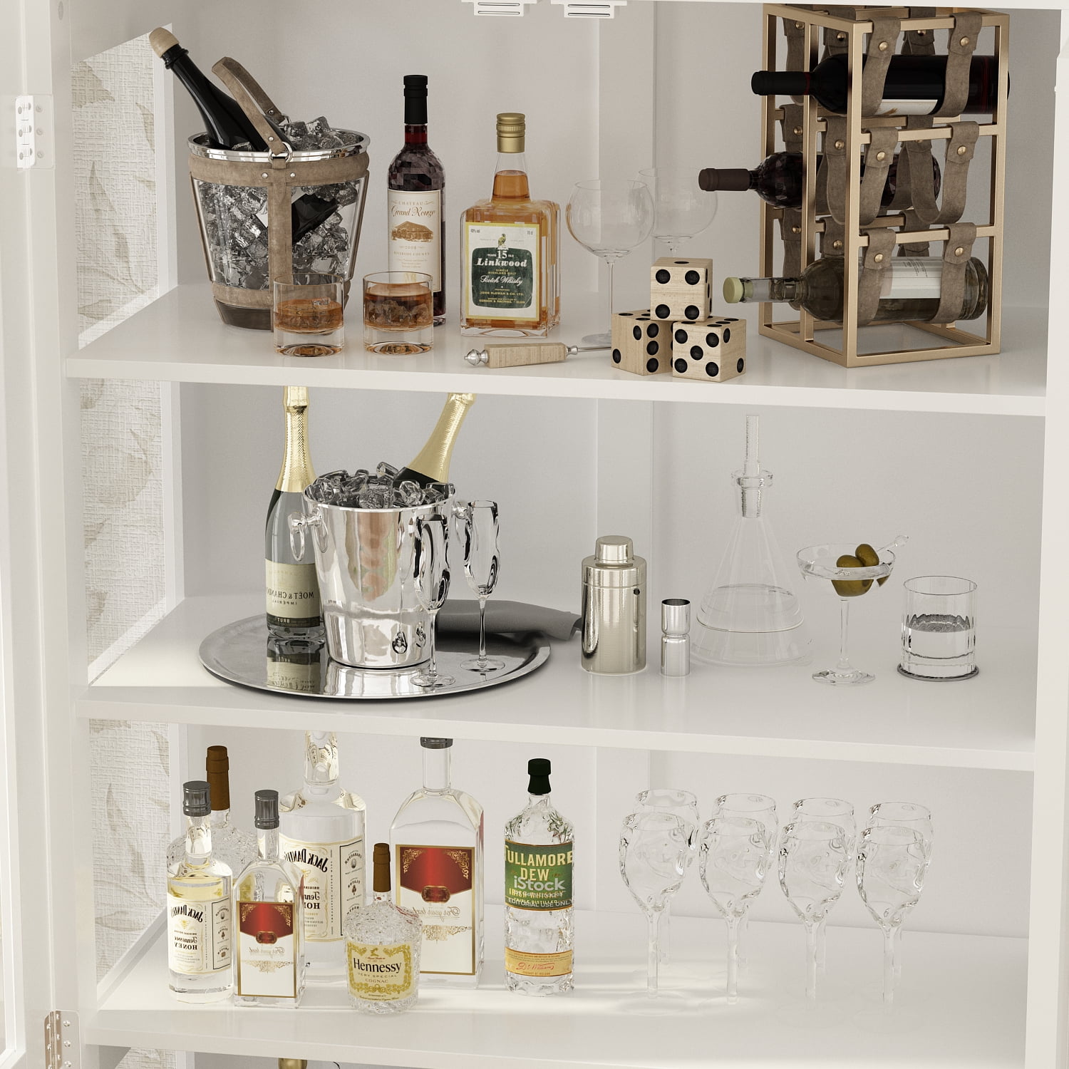 MONSLIPA Display Curio Cabinet with Tempered Glass Door, 6 Shelves - White
