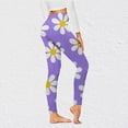 thumbnail image 2 of DeHolifer Womens Stretch Yoga Leggings Flower Printed Fitness Running Gym Sports Full Length Active Pants Yoga Full Length Pants Purple M, 2 of 6