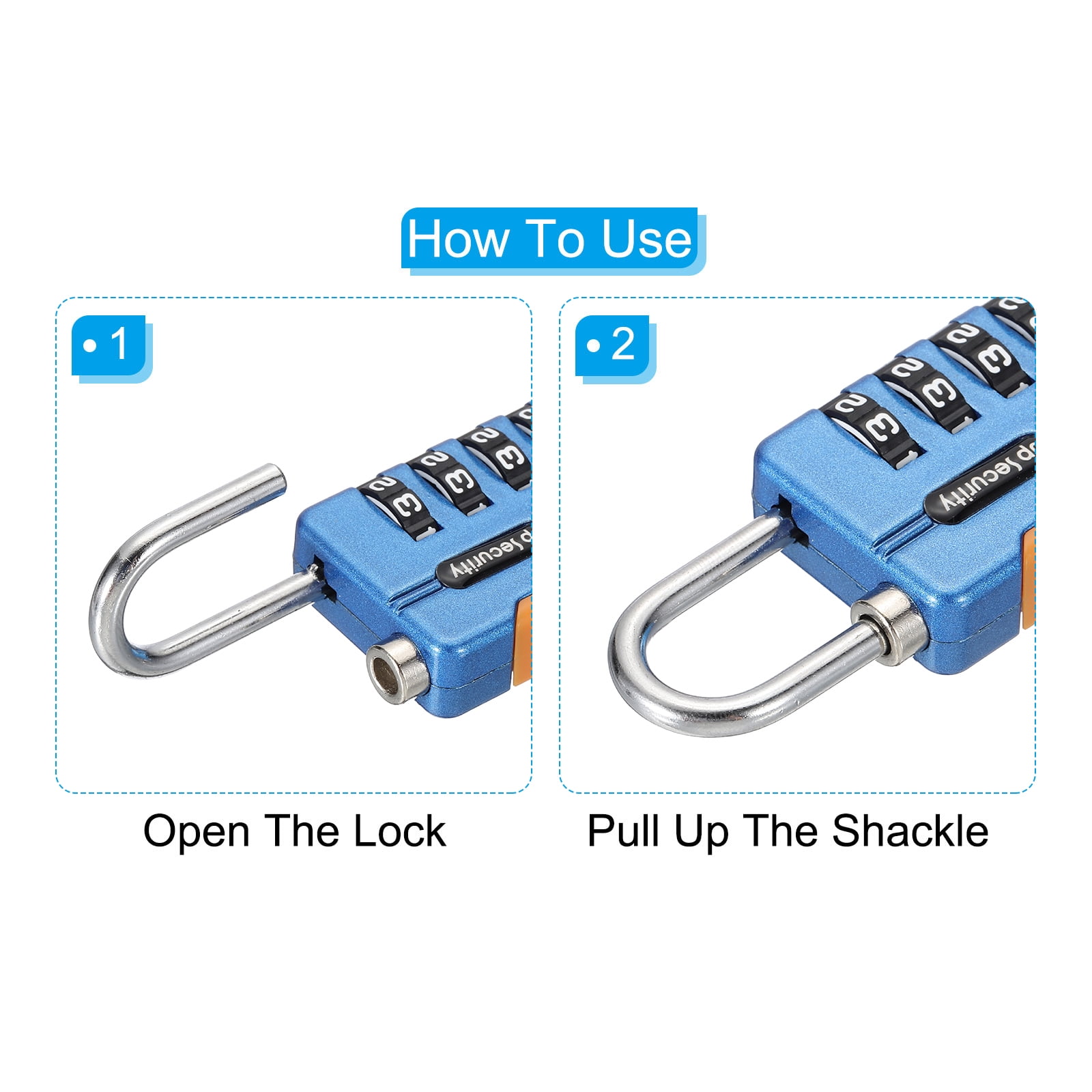 Unique Bargains Digit Combination Lock with Security Cable Blue 1m