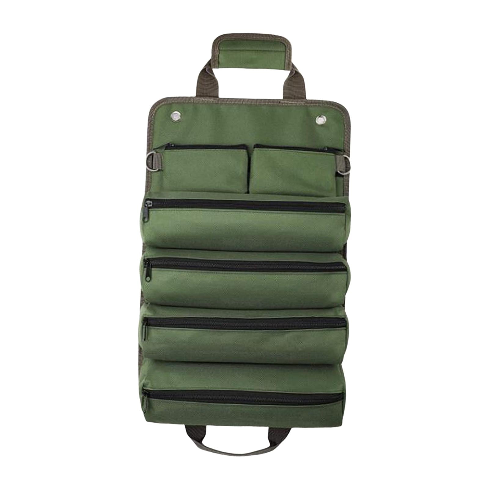 Tool Roll up Bags with 4 Detachable Pockets and 4 Zipper Pouches Waterproof Large Capacity Oxford Cloth Heavy Duty Zipper Pouch for Handyman